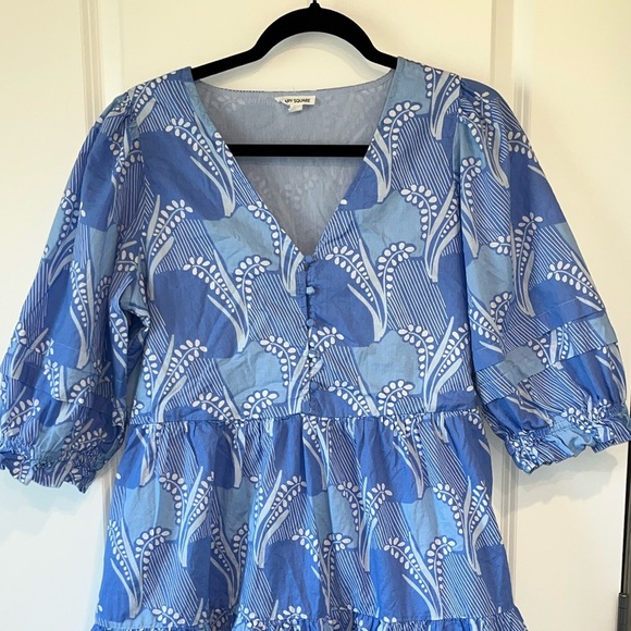 Mary Square Raya Color Me Sweet Mini Dress Blue Boho Revival Sz. Large - Picture 4 of 4